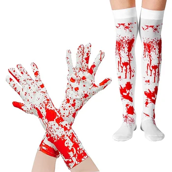 Ženska Halloween Party Cosplay Krvi Rokavice Krvi Nogavice Teror Vzdušje Dekoracijo