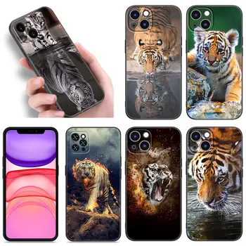 Živali Tiger Primeru Telefon Za Apple iPhone 12 13 Mini 11 14 15 Pro Max 7 8 Plus X XR XS SE 2020 2022 Črnega Silikona Primeru